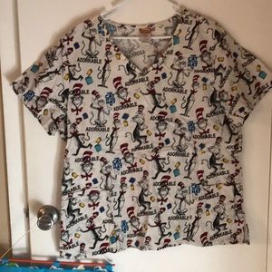 Cat in the Hat scrub Top. Adorkable!